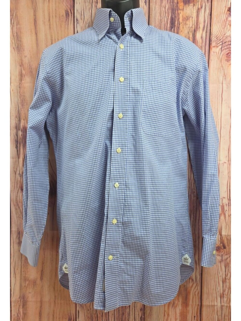 Peter Millar Mens Blue Check Button-Up Shirt Medium